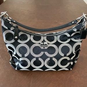 Coach Purse No.A1082-14337, black/gray/silver hobo style handbag